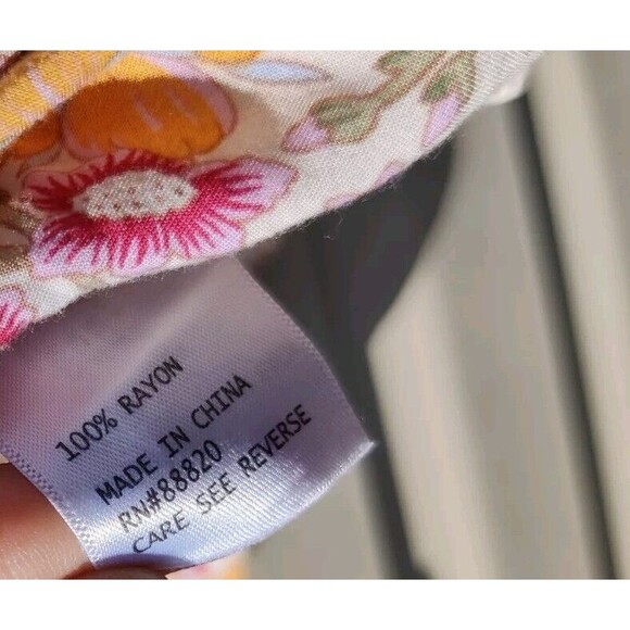 Marina Luna Womans Top Blouse Fall Floral Size Small S Thin Cream Yellow Autumn - Picture 9 of 10